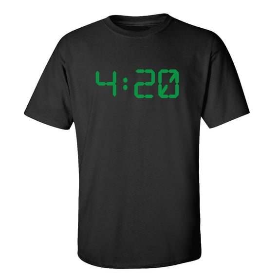 Funny 4:20 Digital Clock Design Adult Unisex Short Sleeve T-Shirt-Black-XL
