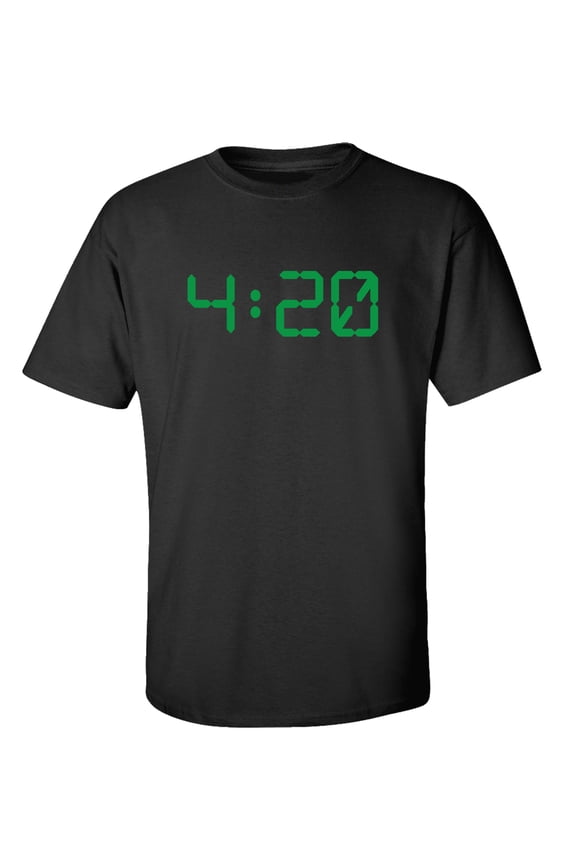 Funny 4:20 Digital Clock Design Adult Unisex Short Sleeve T-Shirt-Black-XXL
