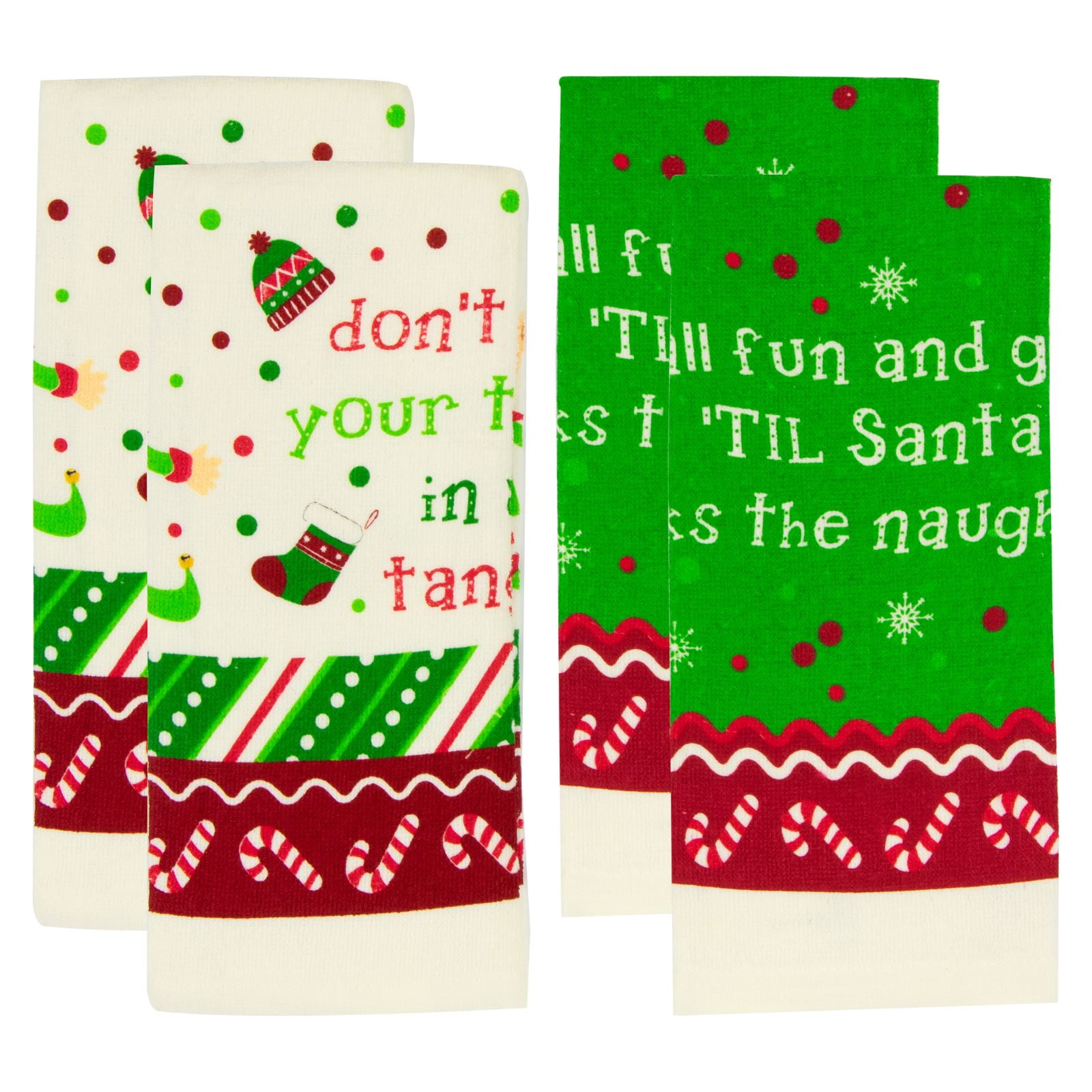 Funny 4 Piece Cotton Christmas Kitchen Towel Set Green Red Walmart Com   Funny 4 Piece Cotton Christmas Kitchen Towel Set Green Red 0dea71f9 E44f 445c 82e4 Ad0f07adac62.9040a921ba80c6d269884d100556f4c7 