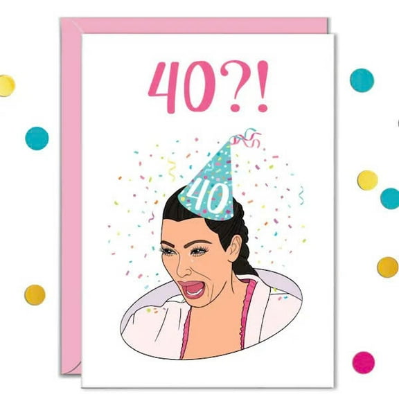 Funny 40th Birthday Card  40?! Party Hat Design  Envelope Included, Blank Inside  Perfect for Friends or Family Celebrating Milestone Birthdays