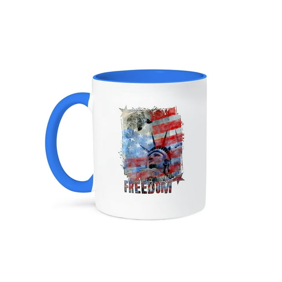 Funny 4Th July Party Quote No Hangover But Beer Flue On Grey, 11oz Two-Tone Blue Mug