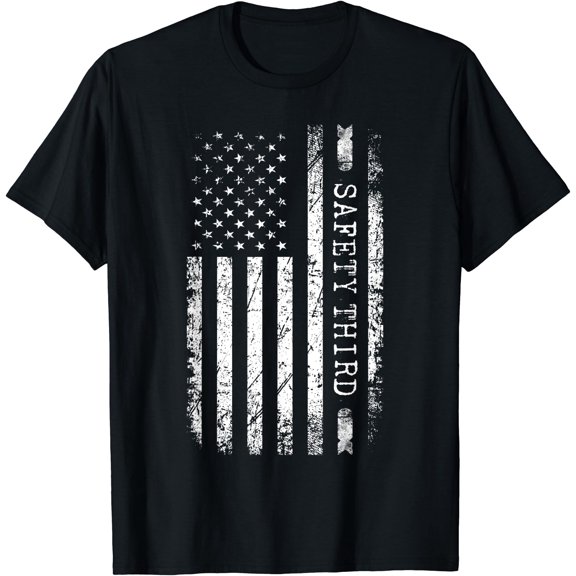 Funny 4Th Of July Patriotic Fireworks Safety Third Usa Flag T-Shirt