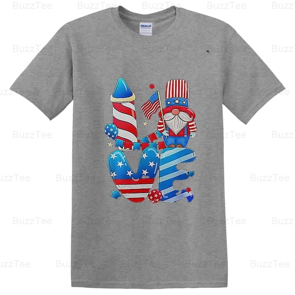 Funny 4th July 2022 Patriotic Gnomes Whimsical Humor Graphic Art T-Shirt Unisex, up to 5XL