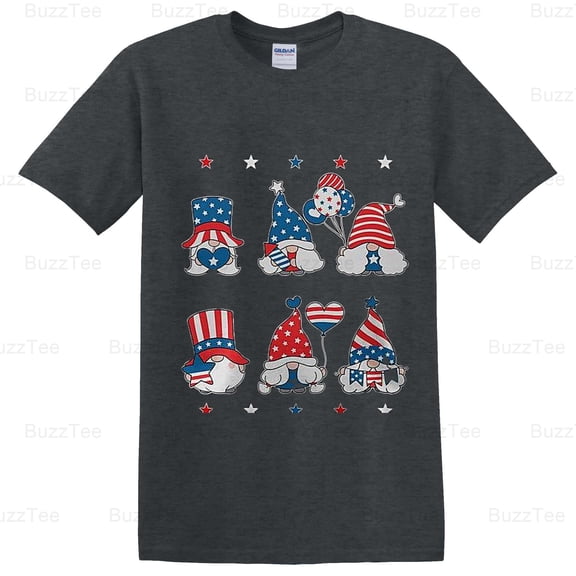Funny 4th July Patriotic Gnomes Gnomies American USA Gift Art T-Shirt Unisex, up to 5XL