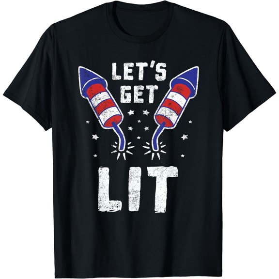 Funny 4th Of July Let’s Get Lit For Men & Women Fun Novelty T-Shirt mens t shirt，black，women，funny，misfits，men，journey