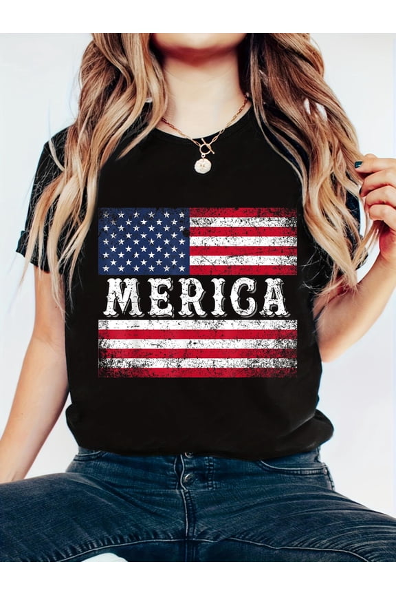 Funny 4th of July Merica USA Flag T-Shirt for Men and Women T-Shirt