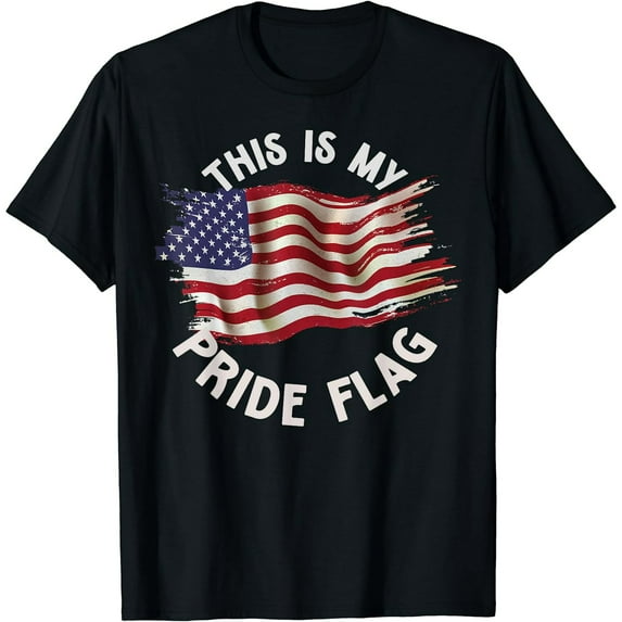 Funny 4th of July Patriotic This Is My Pride Flag Men Women Short Sleeve T-Shirt Black Casual Tee