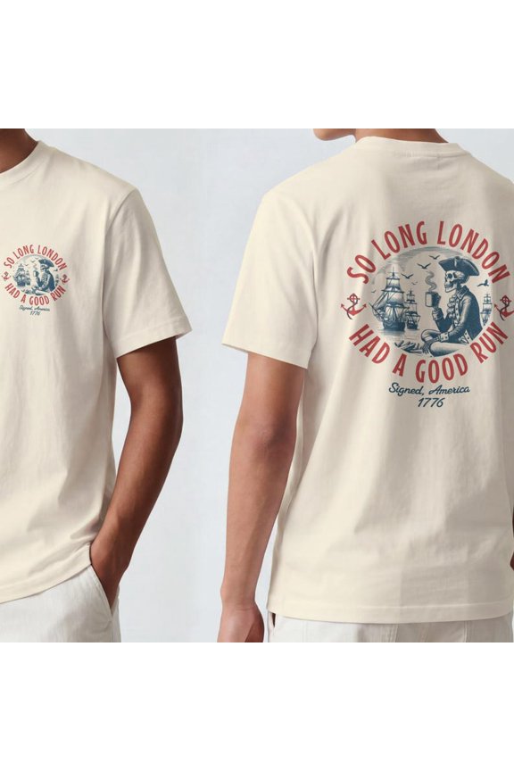 Funny 4th of July Shirt, So Long London 1776, Front and Back Tee, Skeleton Patriot Shirt, Independence Day Gift Unisex T-shirt