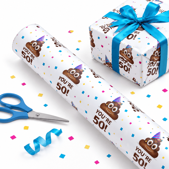 Designed Rulling Paper Funny 50th Birthday Wrapping Paper - Mini Roll 17 Inch X 33 Feet Holy ...