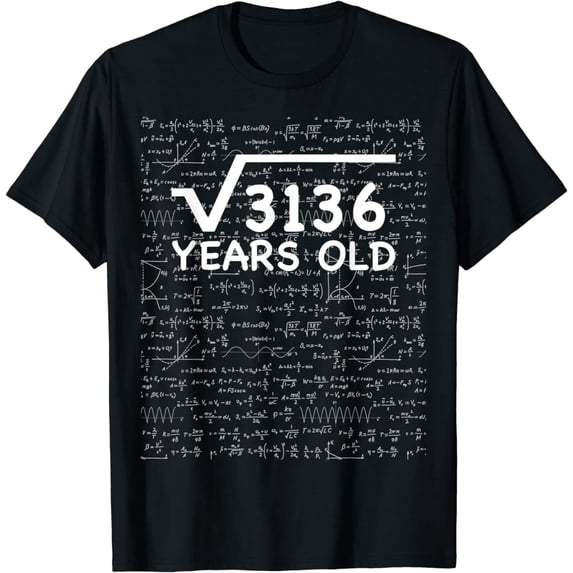 Funny 56th Birthday 56 Years Old Square Root Math Pun Gift T-Shirt