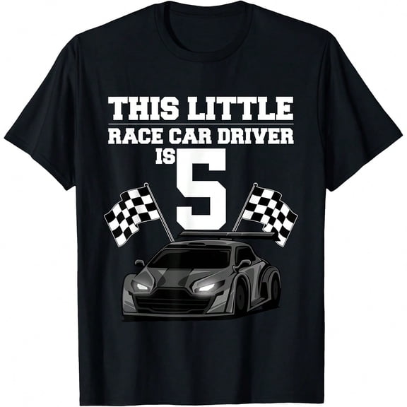 Funny 5th Birthday Gift Boys 5 Years Old Race Car Drrs T-Shirt.JPG