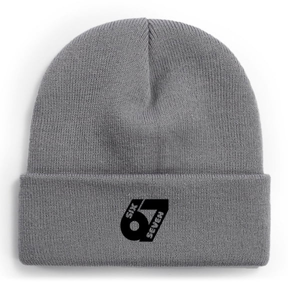 Funny 6-7 Beanie Hats for Women Men Novelty Knit Hats Unisex Warm Winter Hat Black