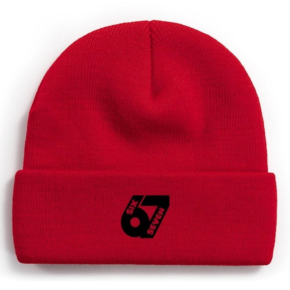 Funny 6-7 Beanie Hats for Women Men Novelty Knit Hats Unisex Warm Winter Hat Gray