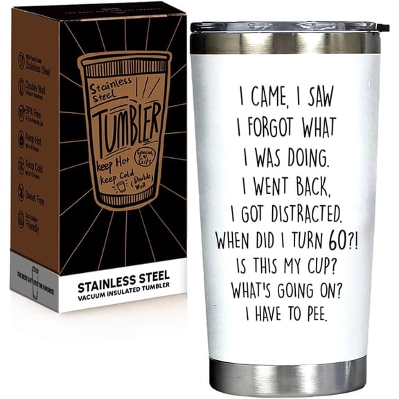 Funny 60th Birthday Gifts for Women Men - 60 Year Old Birthday Gifts for Her Him, Turning 60 Year Old 20oz Stainless Steel Tumbler, Happy 70th Bday Gift for Mom Dad Wife Friends Grandpa Grandma