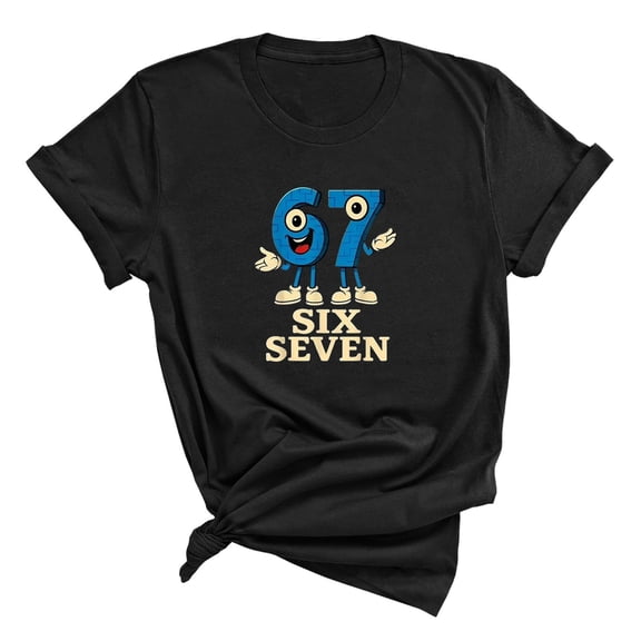 Funny 67 Cartoon Women’s T‑Shirt – Six Seven Number Graphic Tee for Women