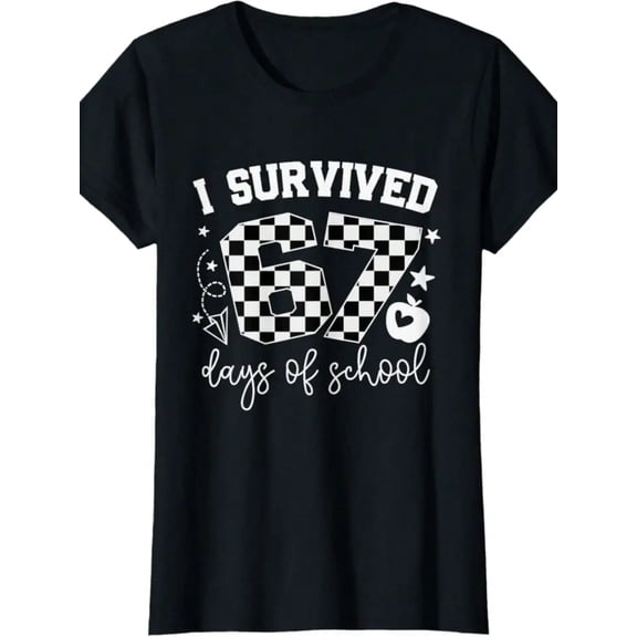 Funny 67 Days of School Teacher Student Unisex Graphic Short Sleeve T-Shirt