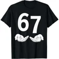 thumbnail image 1 of Funny 67 Hand Gesture Numerical Meme Unisex Graphic Short Sleeve T-Shirt, 1 of 6