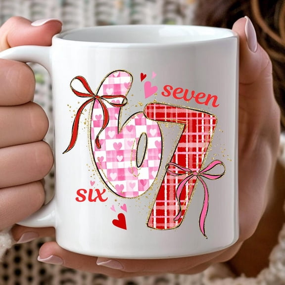Funny 67 Heart VaL1entine Mug Six Seven Meme Coffee Cup VaL1entine Mug Romantic Gag Gift for Him and Her