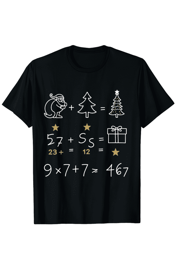 Funny 67 Meme Christmas Math Teacher Santa Six Seven Puzzle T-Shirt (Men's, Women's)