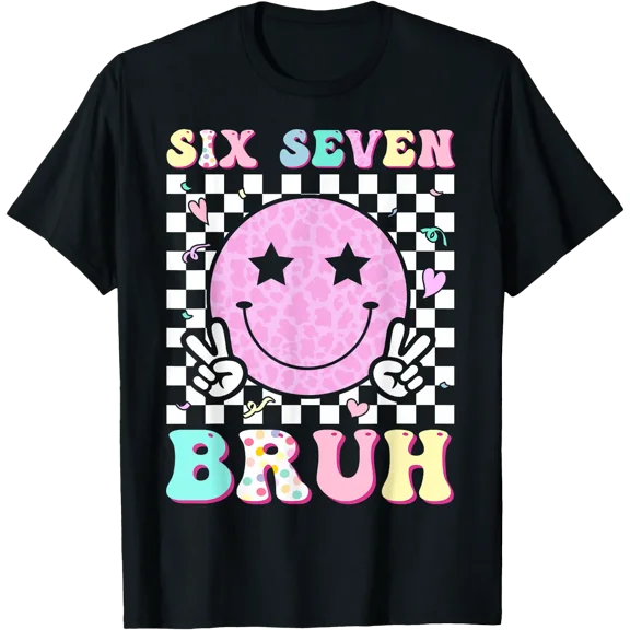 Funny 67 Meme Happy Face 6-7 Boys Kids Teens Six Seven Bruh T-Shirt, Unisex T-Shirt
