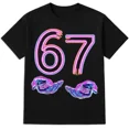 thumbnail image 1 of Funny 67 Meme T-Shirt – Neon Glow 67 with Vaporwave Hands Graphic Unisex Tee, 1 of 6