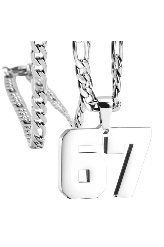 Funny 67 Number Stainless Steel Pendant Necklace Corrosions Resistant Clavicle Chain Christmas Gift for Everyone