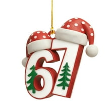 Funny 67 Ornament Decor Christmas Tree Hanging Ornaments Six Seven Christmas Ornament Santa Hat 6 7 Meme Christmas Tree Ornament Xmas Tree Decorations