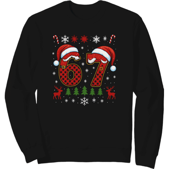 Funny 67 Six Seven Squad Meme Christmas Ugly Unisex Sweatshirt ,Full Sizes S-5XL