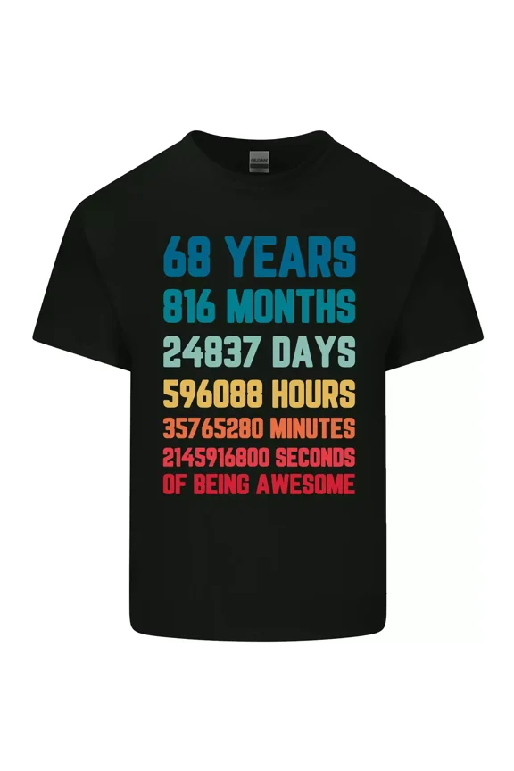 Funny 68th Birthday Gift 68 Year Old Party Graphic Retro Aesthetic Humor Unisex T-Shirt U221, Sizes up to 5XL