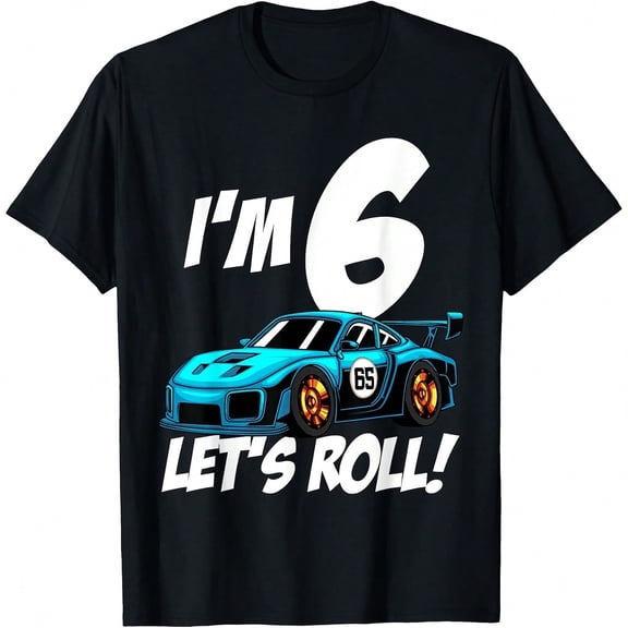 Funny 6th Birthday Gift Boy Kid Race Car Drr 6 Years Old T-Shirt.JPG
