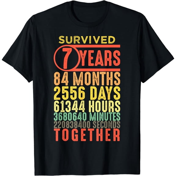 Funny 7 Year Anniversary Vintage 7th Wedding Marriage Couple T-Shirt