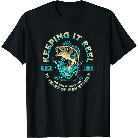 Funny 70th Birthday Fishing Keeping it Reel since 1955 T-Shirt