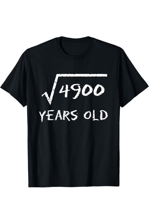 Funny 70th Birthday Math Square Root of 4900 Years Old Retro Graphic T-Shirt for Men and Women