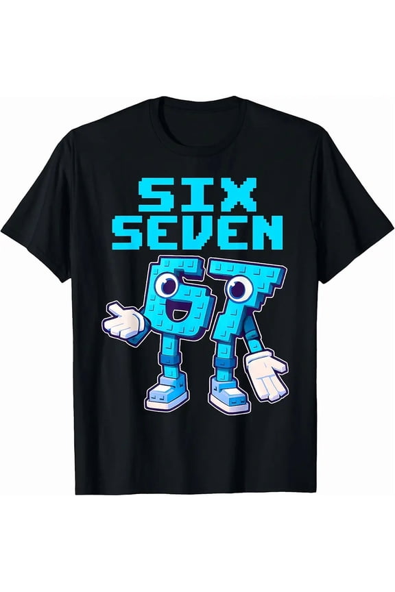Funny 8 Bit Pixel Block Six Seven Gamer Gift Graphic Tee