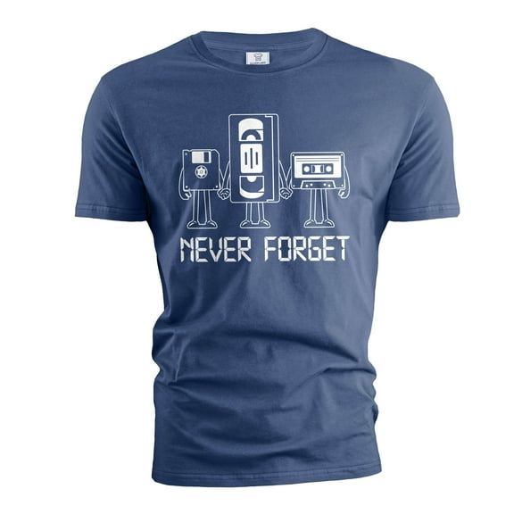 Funny 80s 90s childhood T-shirt never forget cassette tapes Birthday funny gift tshirt Christmas Tee (Large Navy Blue)