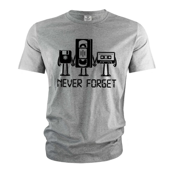 Funny 80s 90s childhood T-shirt never forget cassette tapes Birthday funny gift tshirt Christmas Tee (Small Grey)