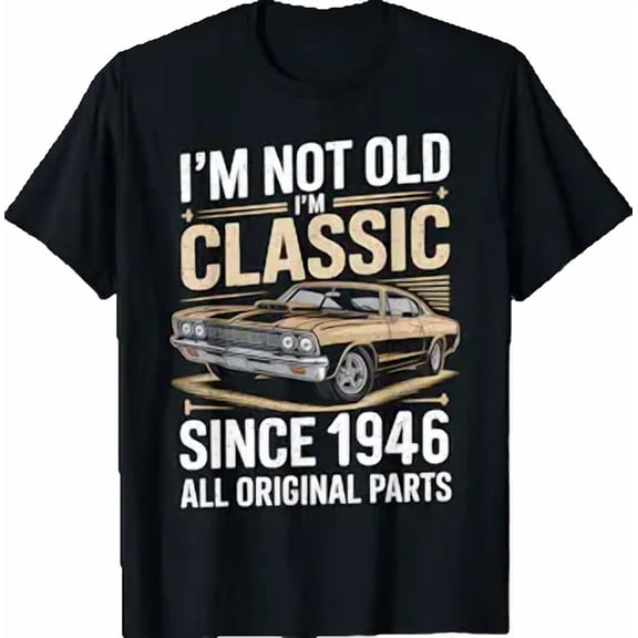 Funny 80th Birthday Classic Vintage Car Men 1946 Birthday T-Shirt