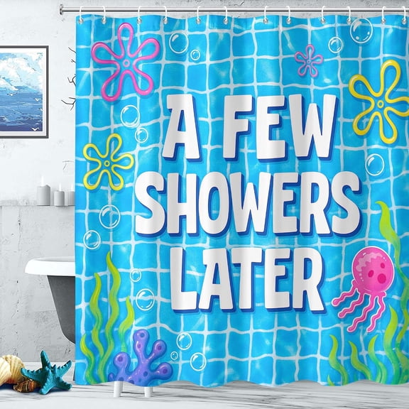 Funny A Few Showers Later Undersea Cartoon Waterproof Shower Curtain for Bathroom