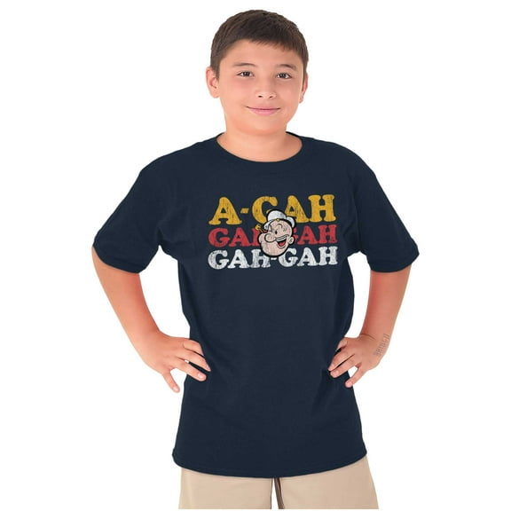 Funny A-Gah Popeye The Sailor Laugh Crewneck T Shirts Boy Girl Teen Brisco Brands XS