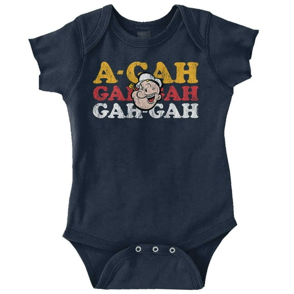 Funny A-Gah Popeye The Sailor Laugh Romper Boys or Girls Infant Baby Brisco Brands 24M