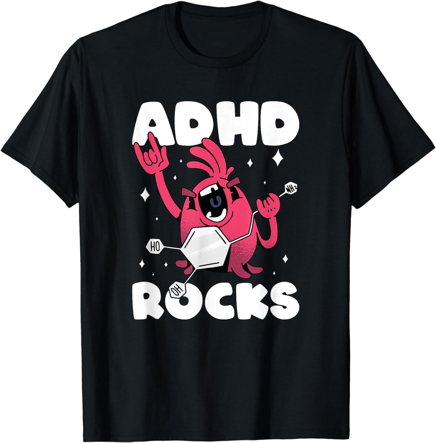 Funny ADHD Rocks Dopamine Chemical Structure Neurodiverse T-Shirt ...