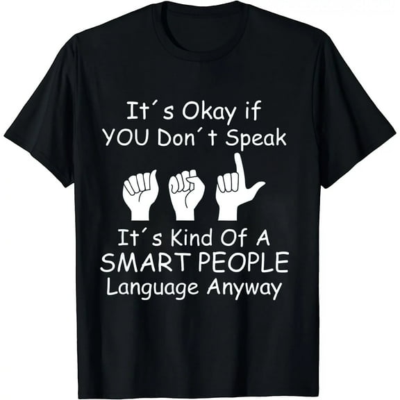 Funny ASL American Sign Language Mens Short Sleeve T-Shirt Black Casual Tee