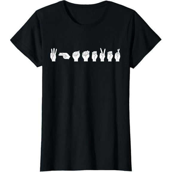 Funny ASL American Sign Language T-ShirtMen and women, Black T-shirt, size: Extra large