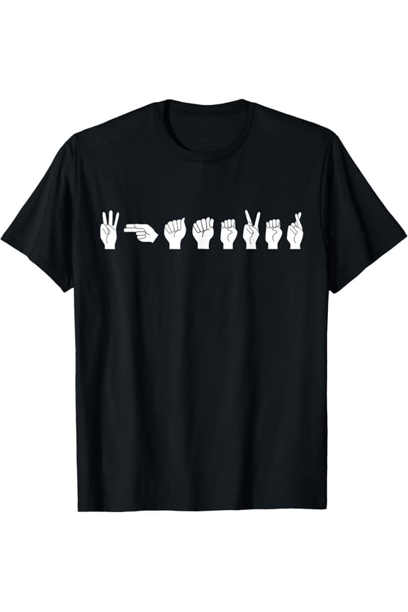 Funny ASL American Sign Language T-ShirtMen and women, Black T-shirt, size: Extra large