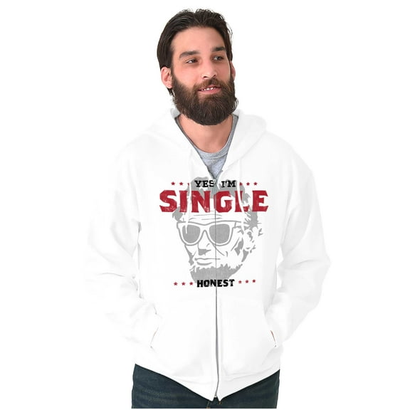Funny Abe Lincoln Im Single Honest Zip Hoodie Sweatshirt Men Brisco Brands M