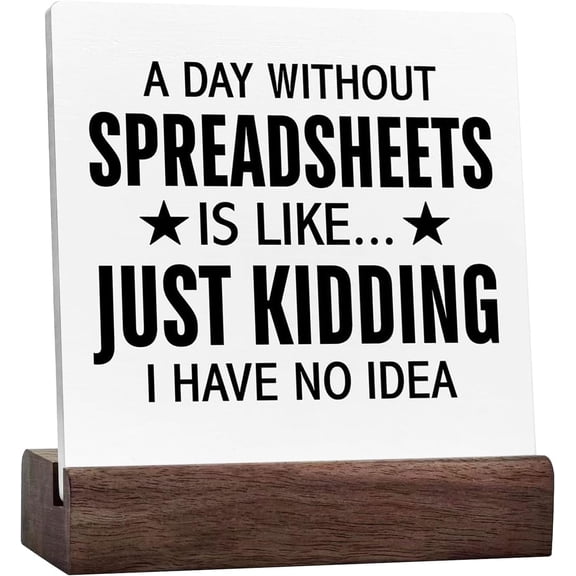 Funny Accountant Office Desk Sign Decor Accountant Quote Sign Desk Decoration A Day Without Spreadsheets For Shelf Home Office Ceramic Plaque With Wooden Base