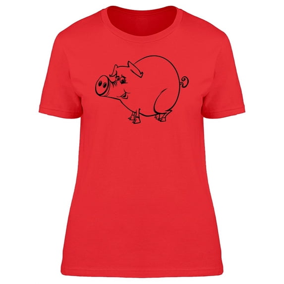 Funny Adorable Pig Cartoon T-Shirt Women -Image by Shutterstock, Female Medium