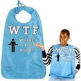 thumbnail image 1 of Funny Adult Bibs for Women & Men. Washable Reusable Clothing Protectors for Adults. Waterproof Backing + Built-In Crumb Catcher, 1 of 3