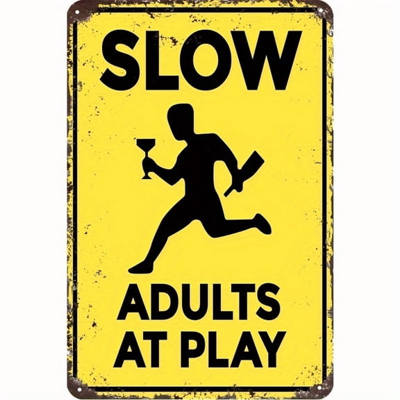 Funny Adult Slow-moving Metal Traffic Sign - Retro and Humorous Slow-speed Zone Decoration with Striking Black Letters and Yellow/ Black Design - Metal Wall Decoration for Home, Office, Bar