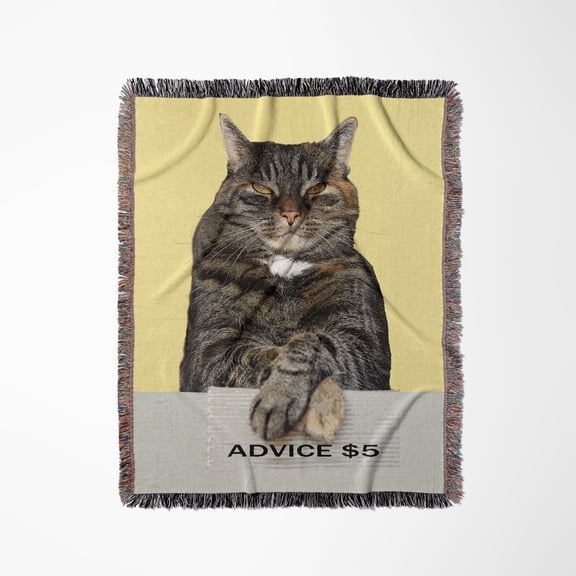 Funny Advice Cat Looking Aloft Grumpy Meme, Woven Blanket